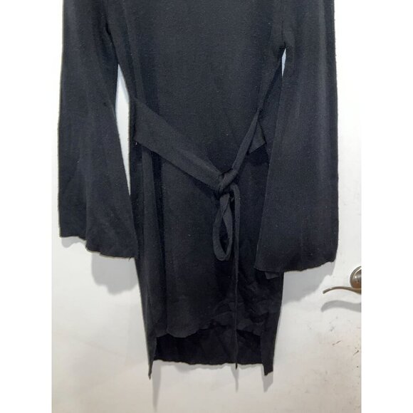 Latiste Black Knit Long-Sleeve Tie Waist Pullover High Neck Women's Dress Size L - Picture 3 of 9